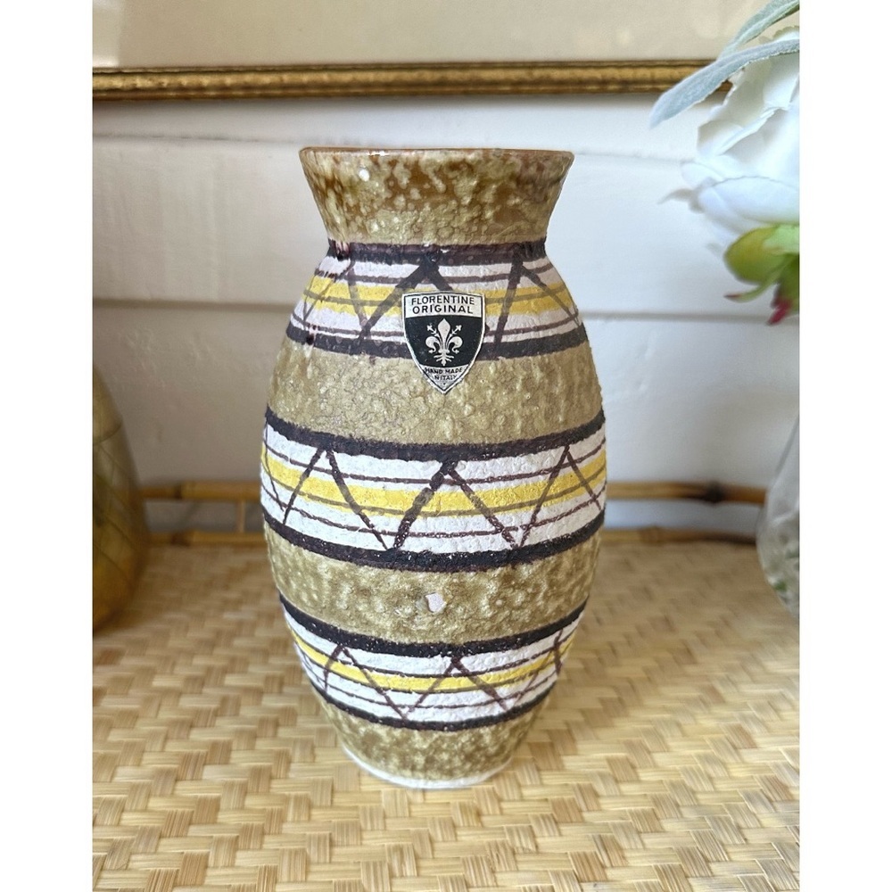 Vintage Italian Florentine Original MCM Lava Style Vase, Textured